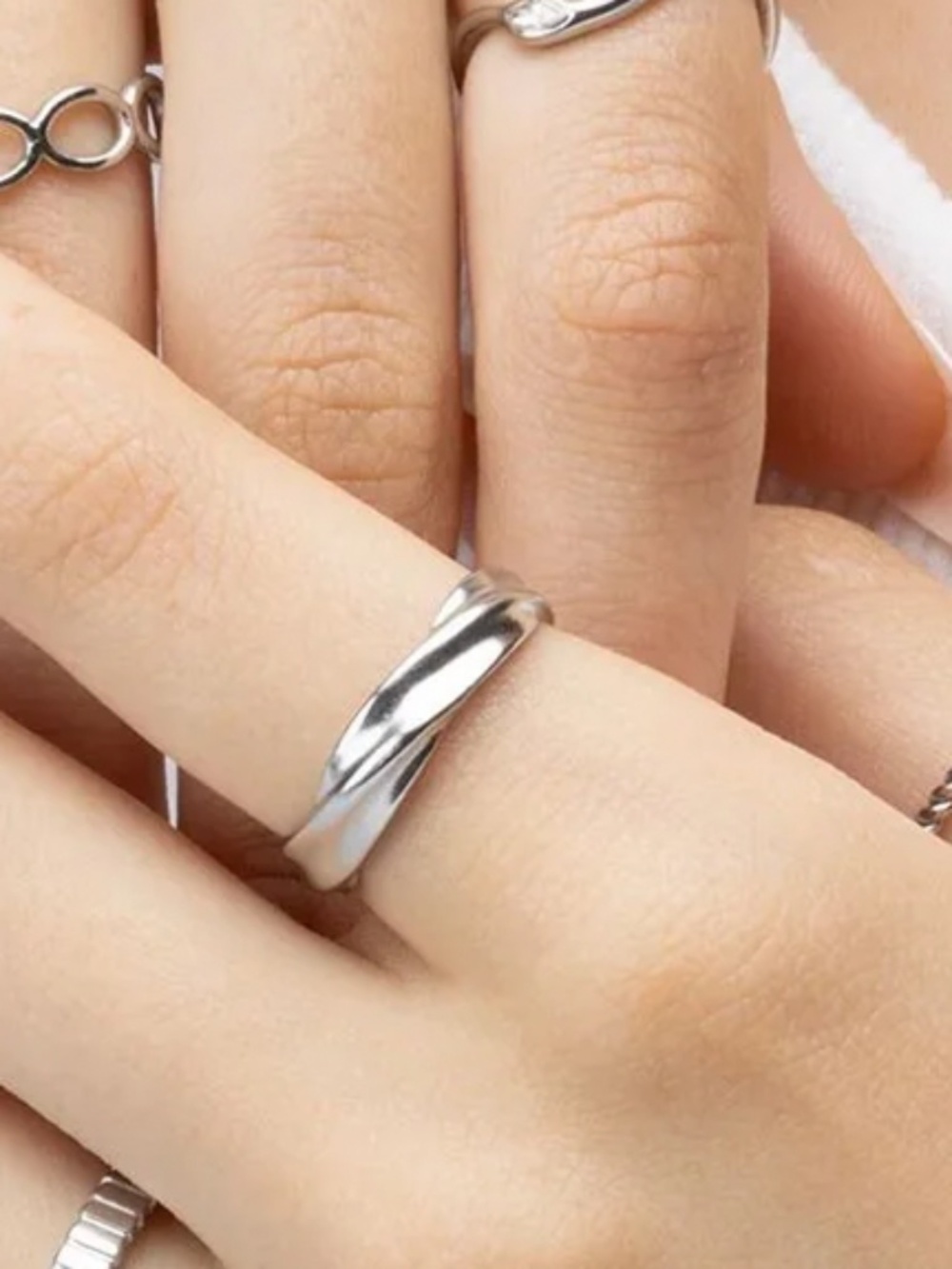 18K Gold PVD Stainless Steel Twist Open Adjustable Ring